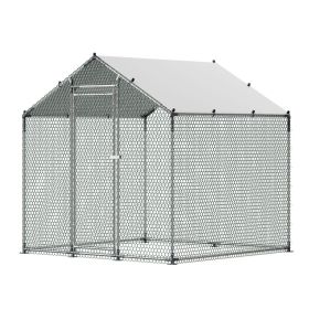 VEVOR Metal Chicken Coop, 6.56x6.56x6.56ft Large Walk-in Chicken Runs with Cover, Spire Roof Hen House Enclosure with Security Lock