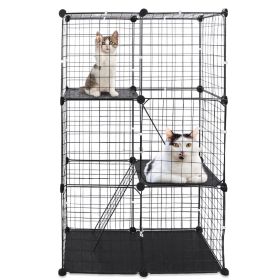 3 Tier Cat Playpen Cage Metal Indoor Cat House Detachable Kitten House with 3 Doors 2 Ladders Large Cat Exercise Place for 1-2 Cats Black