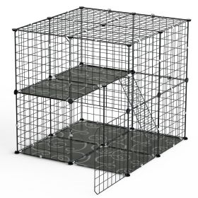 2Tier Cat Cage Playpen Indoor Pet Enclosures Kitten Kennel House Detachable Cat Crate with Climbing Ladder 2 Doors for 1-2 Cats for Ferret Squirr