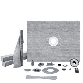 VEVOR Shower Curb Kit, 60"x48" Shower Pan Kit with 2" ABS Central Flange, Waterproof Membrane, Stainless Steel Grate