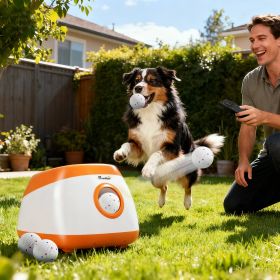 Automatic Dog Ball Launcher with 26-79 FT Distance, Automatic Ball Launcher for Medium and Large Dogs, Orange (Option: Orange-384x380x305 mm)