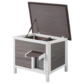 VEVOR Outdoor Cat House Weatherproof, Feral Cat Shelter for Multiple Cats, Outdoor Wooden Cat Rabbit House with All-Round Foam Insulated, Open Ro (Default: Default)