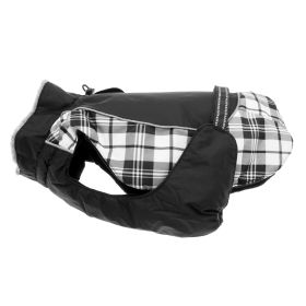 Alpine All-Weather Dog Coat (Color: Black and White Plaid, size: small)